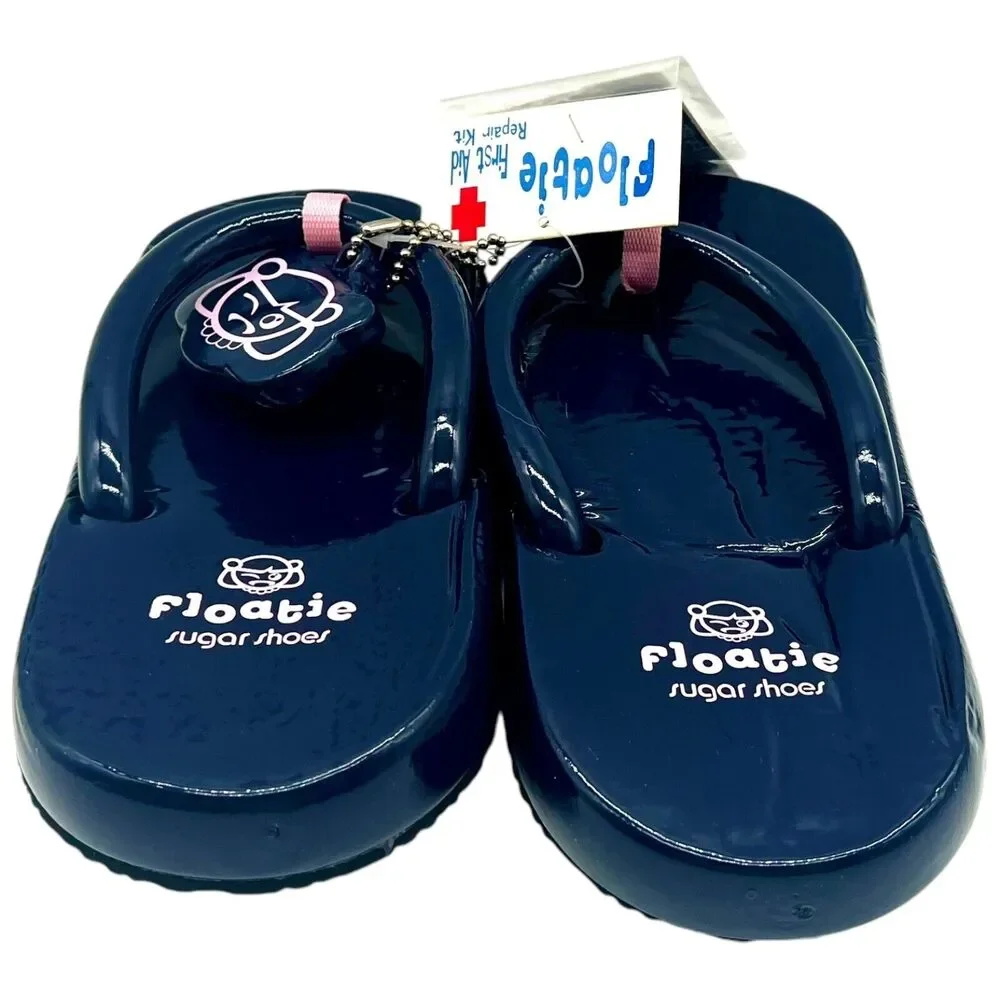 Floatie Sugar Shoes YTK Navy Blue Flip Flops Bear Charm Repair Kit Size Small - Picture 5 of 8
